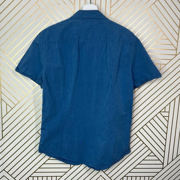 John Varvatos Star‎ Usa Short Sleeve Solid Shirt in Blue Size US Medium - Picture 8 of 12